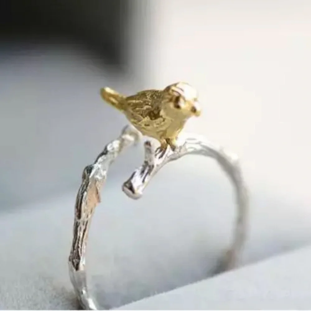 “Morning Companion” Bird Tree Branch Nature Ring - Picture 6 of 6